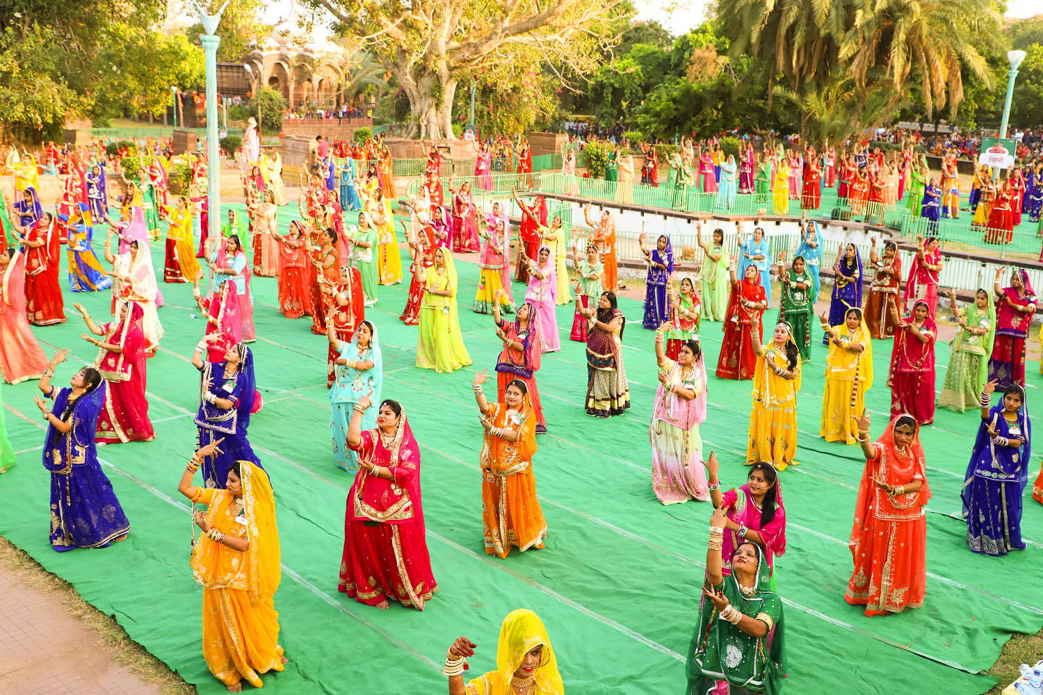 Ghoomar dancers spinning in colorful traditional attire